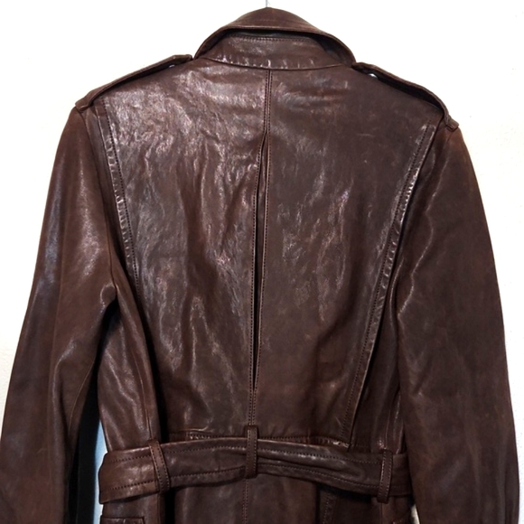 Michael Kors Genuine Leather Java Brown Belted Made in Italy Jacket Size 4 EUC!! - Picture 7 of 15